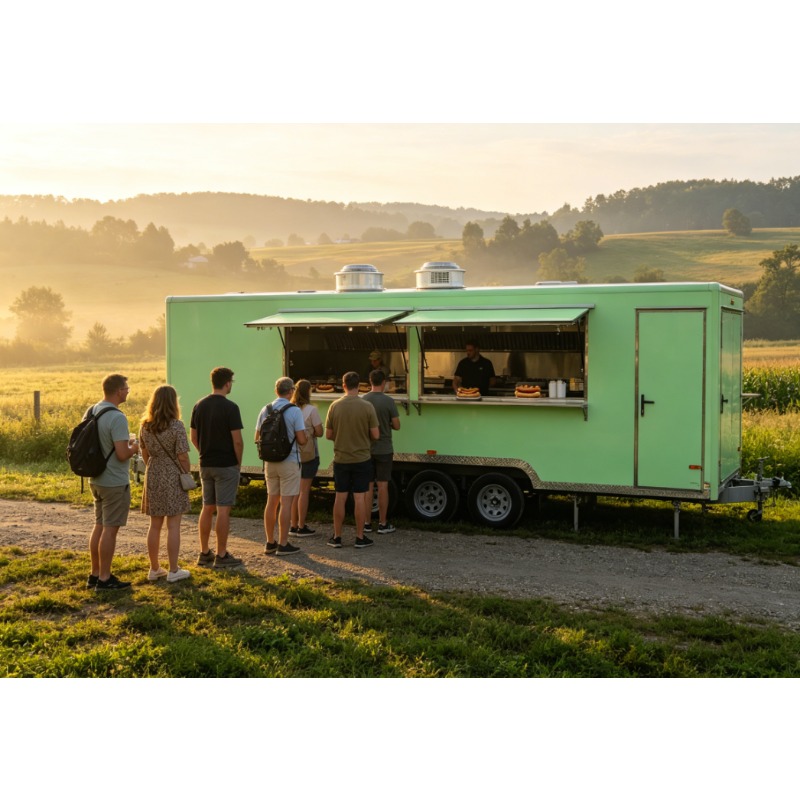 Hot Dog Vending Cart - Fast-Food-Kiosk Mobiler Anhänger Streetfood-Truck Restaurant für