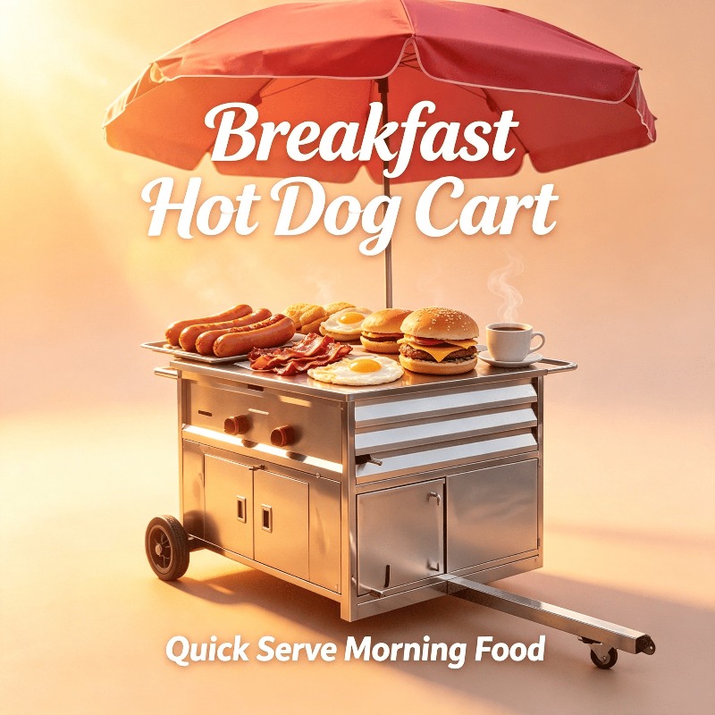 Hot Dog Vending Cart - Kompakter mobiler Imbisswagen mit Rädern, Hot-Dog-Stand,