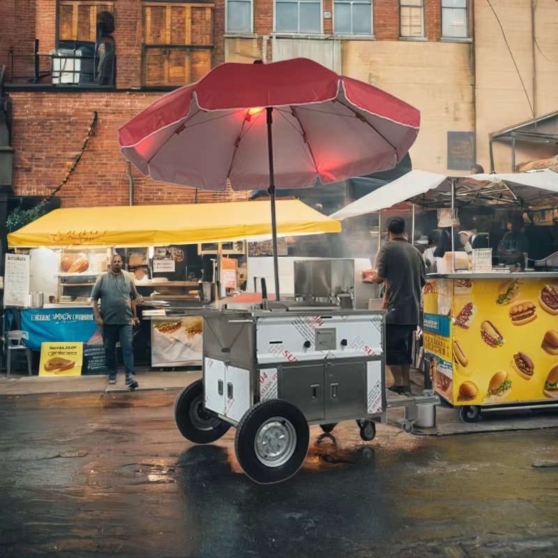 Tragbarer Edelstahl-Imbisswage – Hot Dog Vending Cart Bewertung und Preis